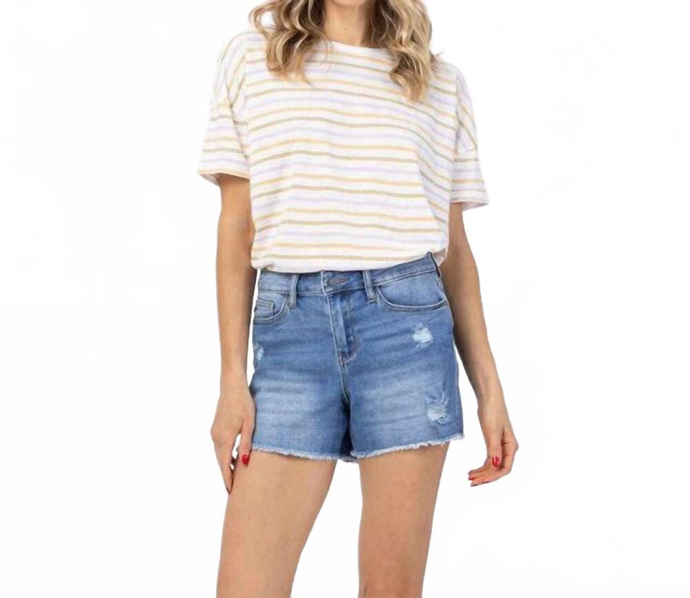 NEW JUDY BLUE high waist distressed short in blue